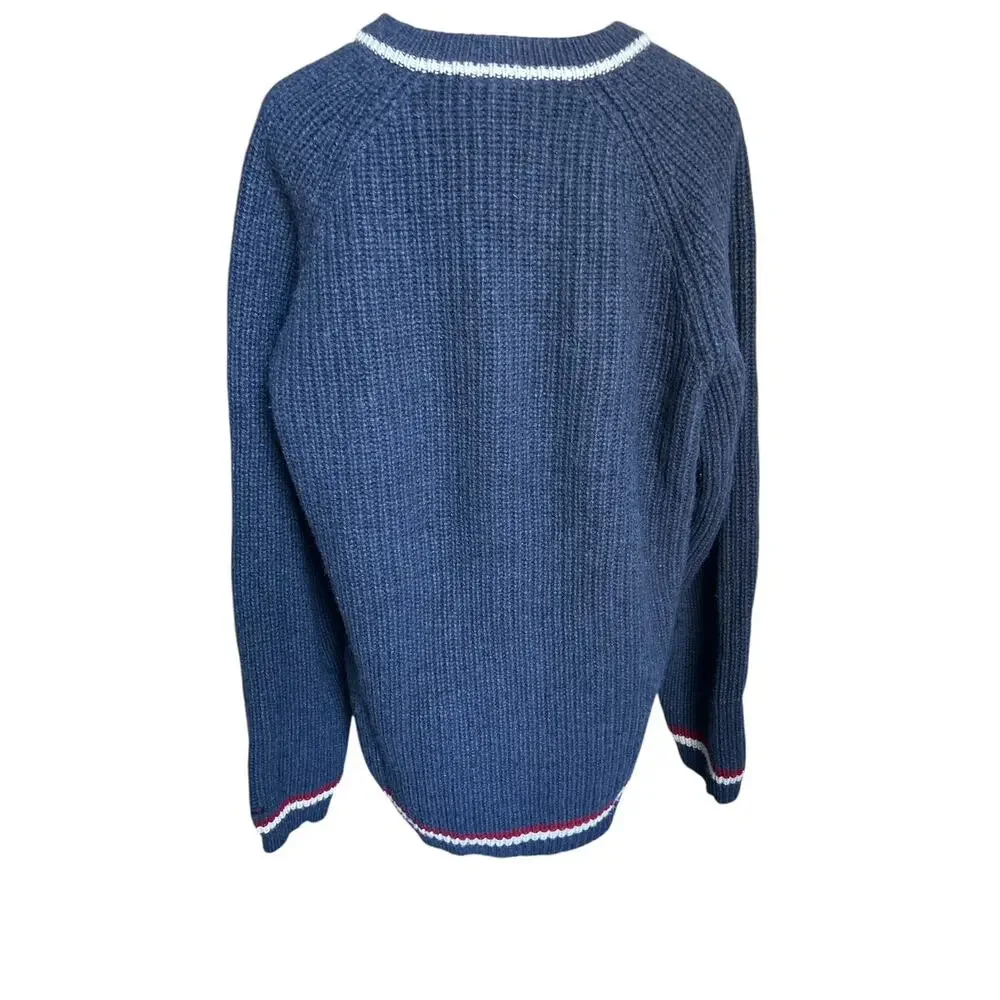 Vtg Polo Jean Co. Ralph‎ Lauren Mens XL Lambs Wool Blends V Neck Varsity Sweater